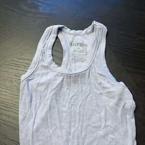 Katie J NYC Purple Ribbed Cut Out Tank Top